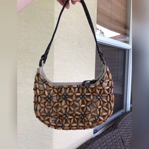 wooden bead purse